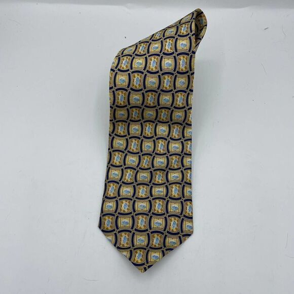 Pfizer 100% silk tie with geometric pattern of little blue pills - Picture 1 of 4